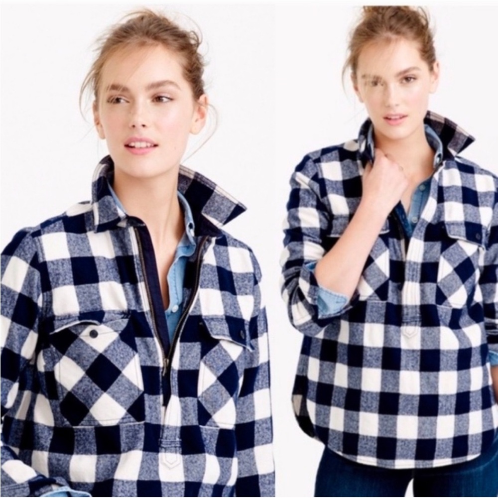 J. Crew Quarter Zip Flannel Top